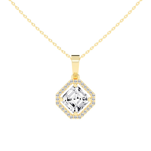 Dorian Asscher Cut Halo Lab Diamond Pendant