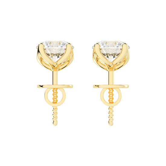 2Ct Round Shape Yellow Gold Solitaire Studs Earrings