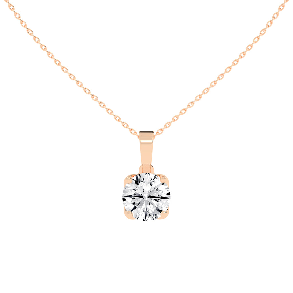 2Ct Round Shape Gold Solitaire Pendants