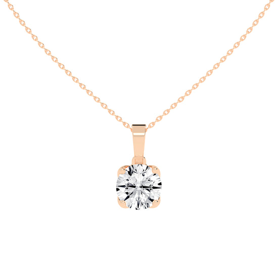 2Ct Round Shape Gold Solitaire Pendants