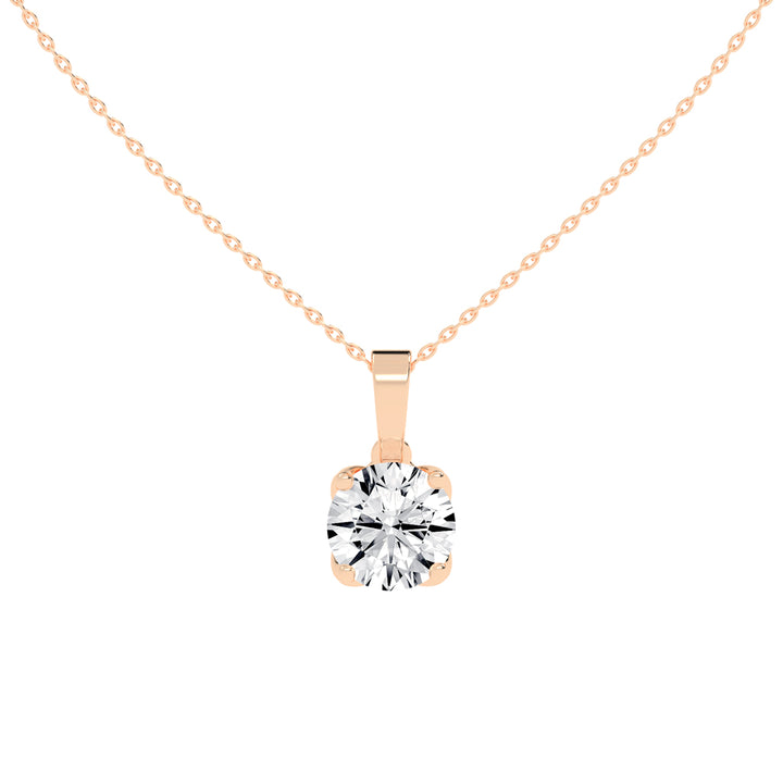 2Ct Round Shape Gold Solitaire Pendants