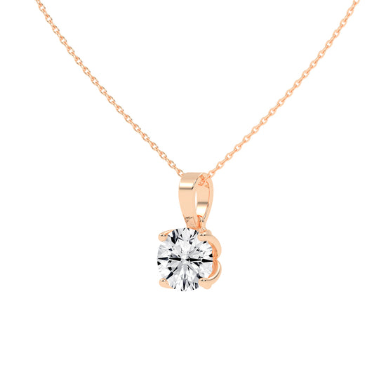 2Ct Round Shape Gold Solitaire Pendants