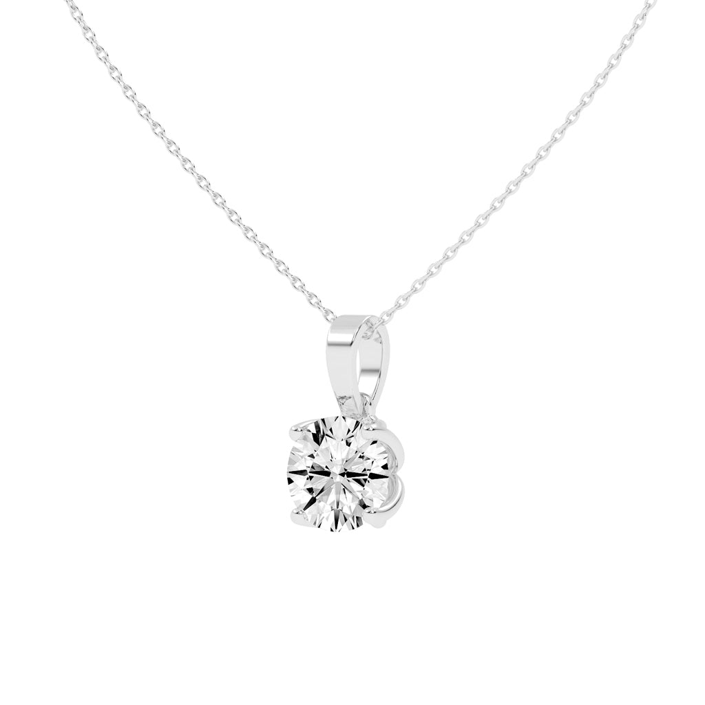 2Ct Round Shape Gold Solitaire Pendants