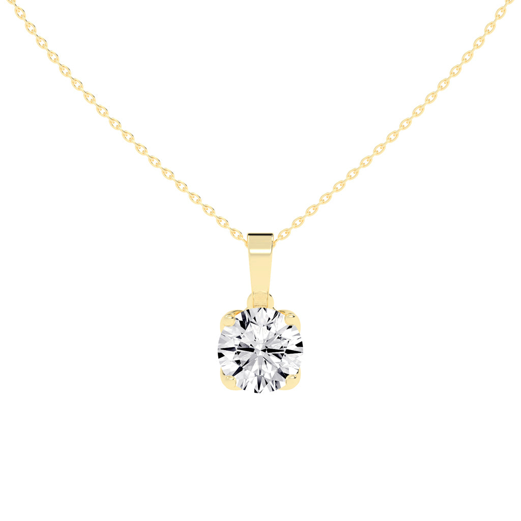 2Ct Round Shape Gold Solitaire Pendants