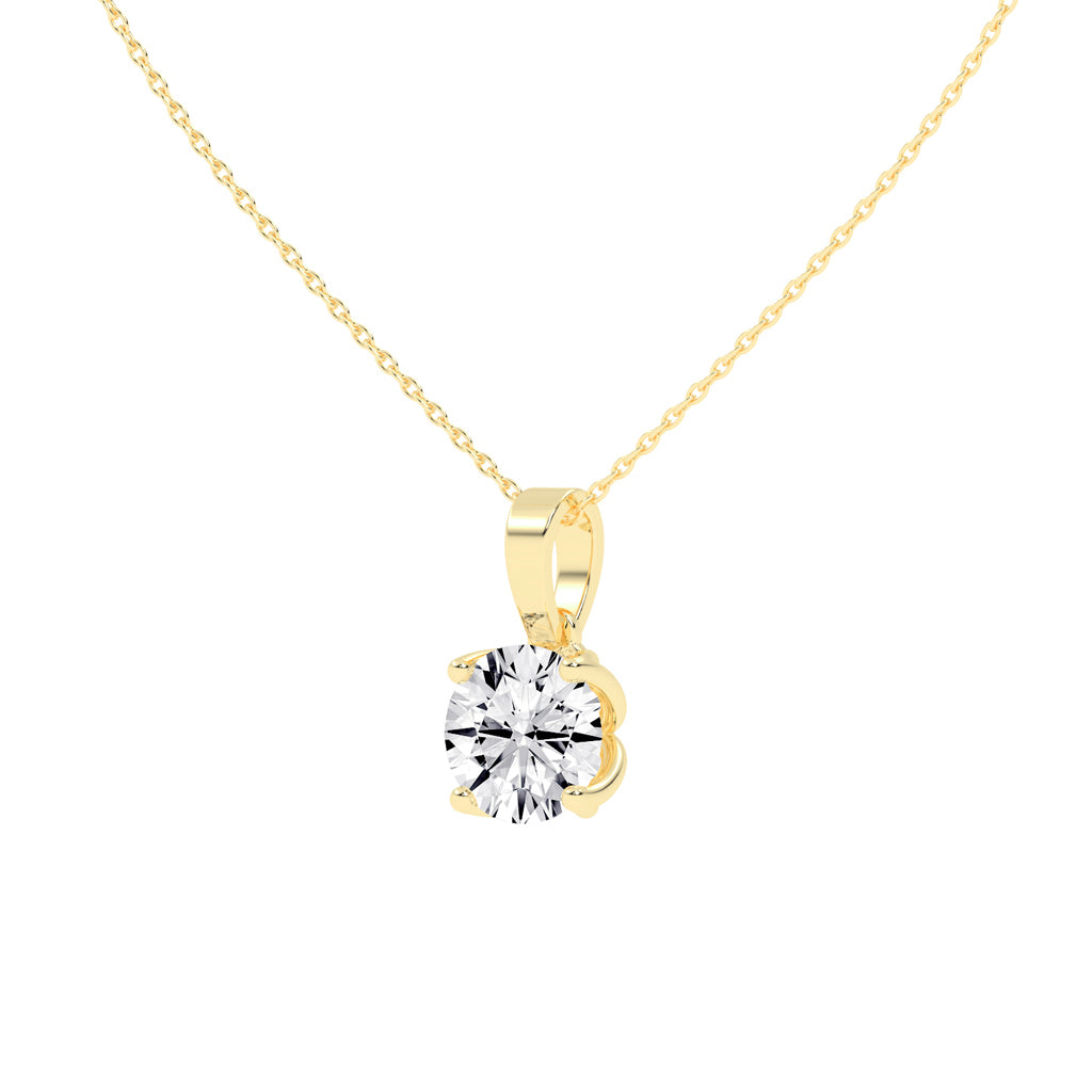2Ct Round Shape Gold Solitaire Pendants
