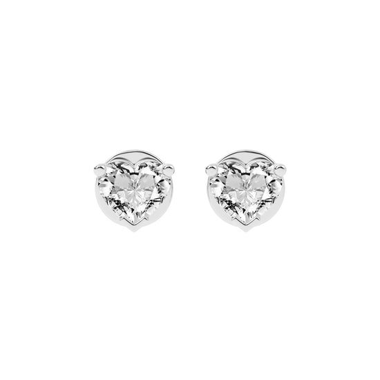 Petite Heart-Cut Solitaire Stud Earrings
