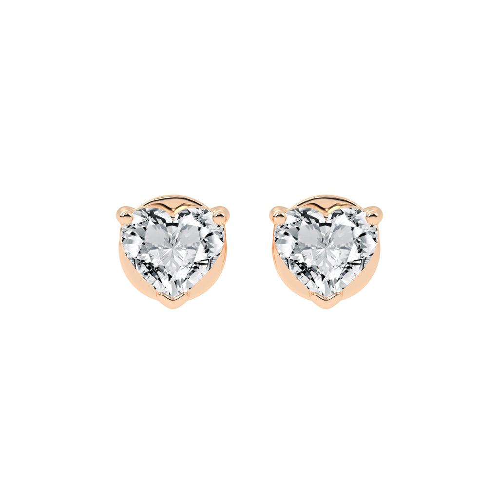 Rosé Romance Heart-Cut Diamond Stud Earrings