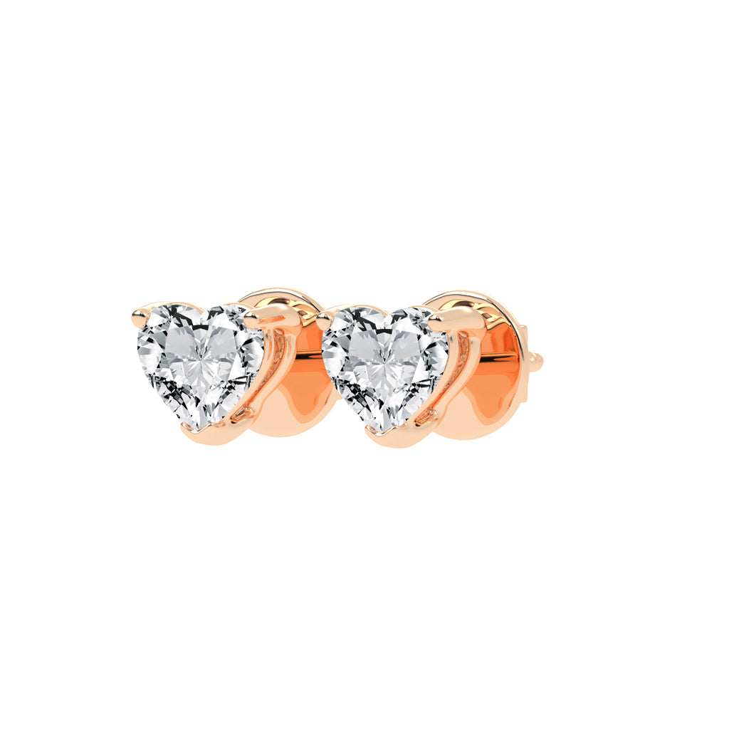 Rosé Romance Heart-Cut Diamond Stud Earrings