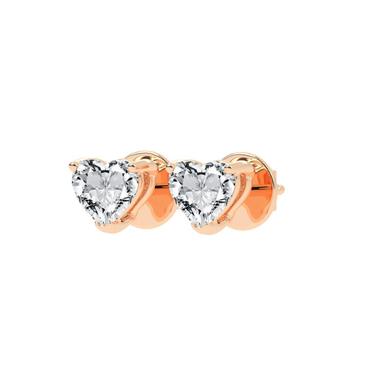 Rosé Romance Heart-Cut Diamond Stud Earrings