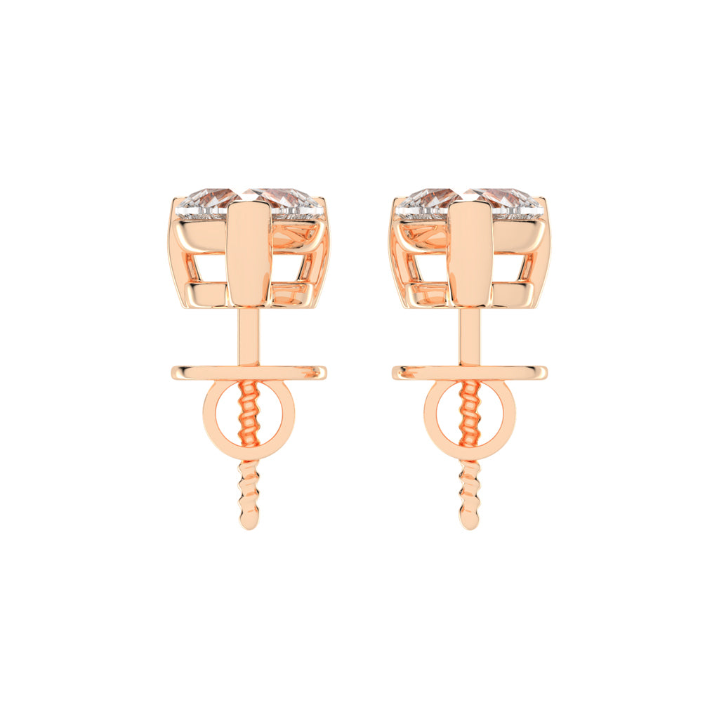 Rosé Romance Heart-Cut Diamond Stud Earrings