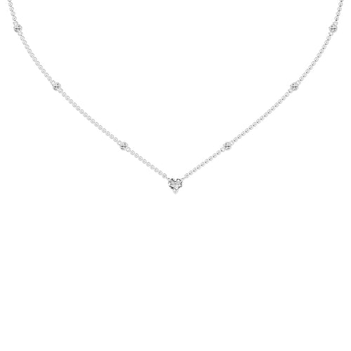 Sweetheart Sparkle Heart & Diamond Pendant Necklace