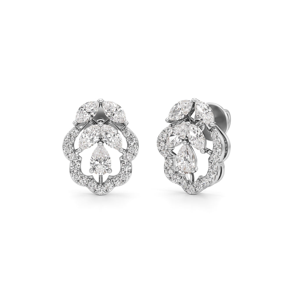 Diamond Floral Bloom Stud Earrings