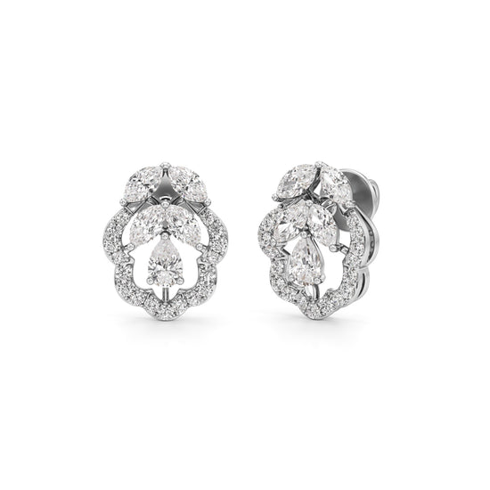 Diamond Floral Bloom Stud Earrings
