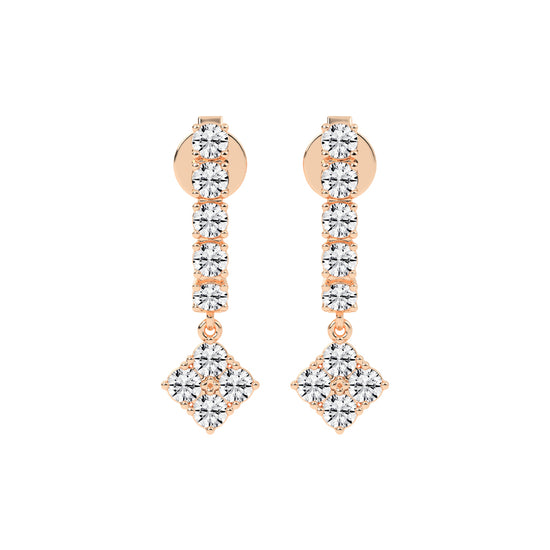 2Ct Round Shape Rose Gold Hoops Earrings