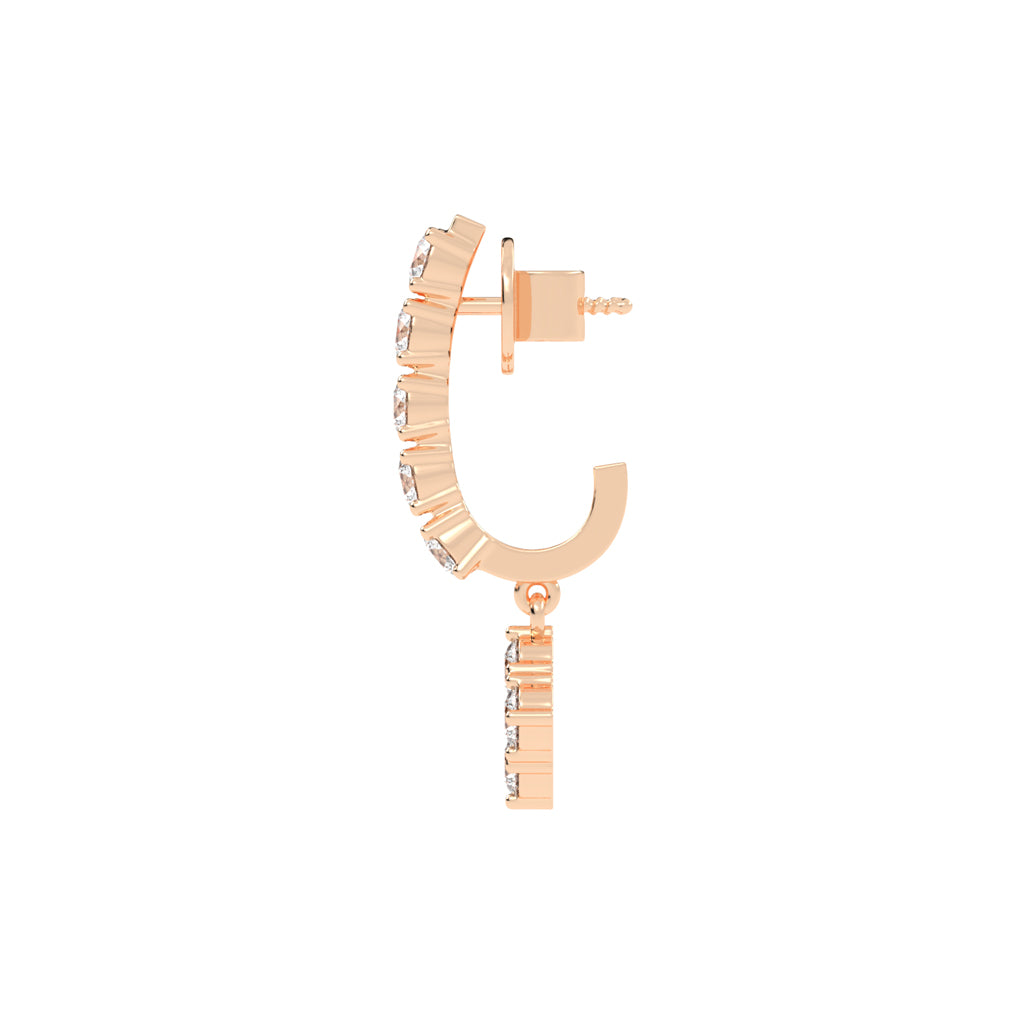 2Ct Round Shape Rose Gold Hoops Earrings