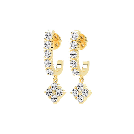 2Ct Round Shape Rose Gold Hoops Earrings