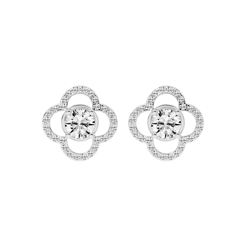 2Ct Round Shape Rose Gold Halo Studs Earrings