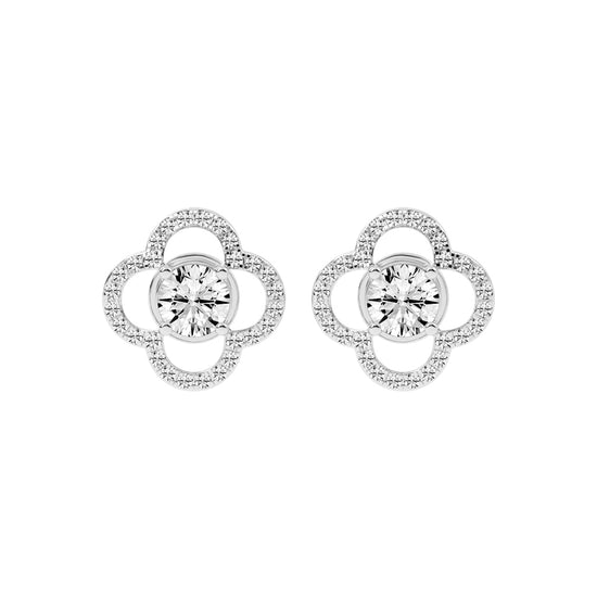 2Ct Round Shape Rose Gold Halo Studs Earrings