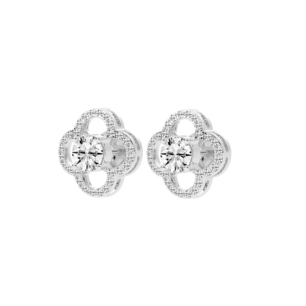 2Ct Round Shape Rose Gold Halo Studs Earrings