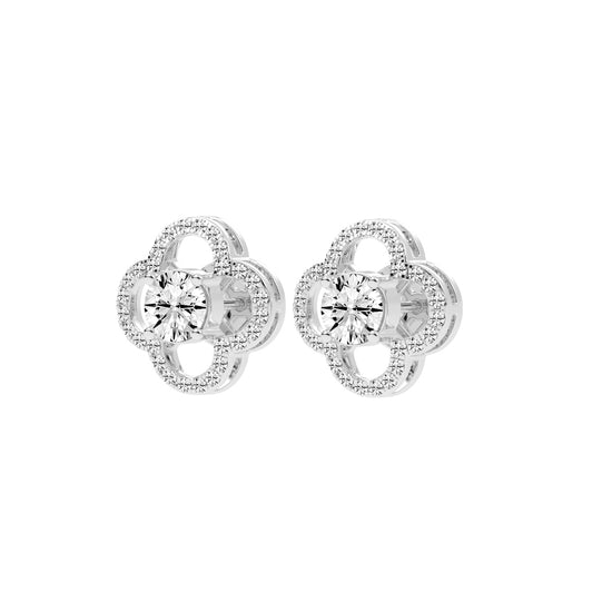 2Ct Round Shape Rose Gold Halo Studs Earrings