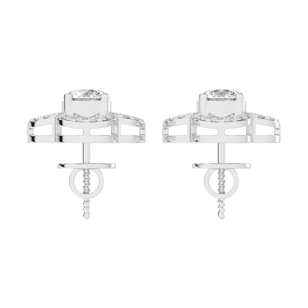 2Ct Round Shape Rose Gold Halo Studs Earrings