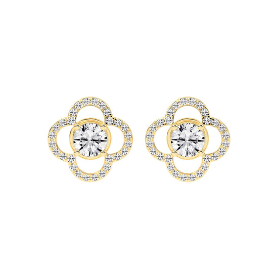 2Ct Round Shape Rose Gold Halo Studs Earrings