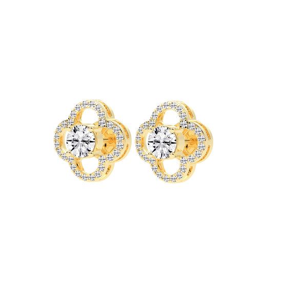 2Ct Round Shape Rose Gold Halo Studs Earrings