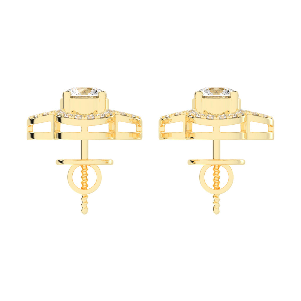 2Ct Round Shape Rose Gold Halo Studs Earrings