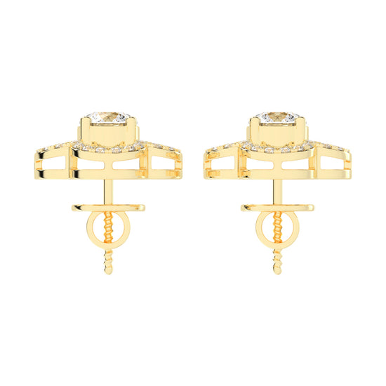 2Ct Round Shape Rose Gold Halo Studs Earrings