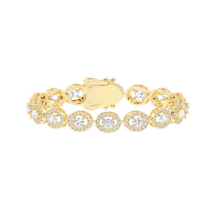 Elegant Red Stone Halo Gold Bracelet