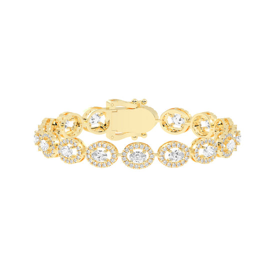 Elegant Red Stone Halo Gold Bracelet