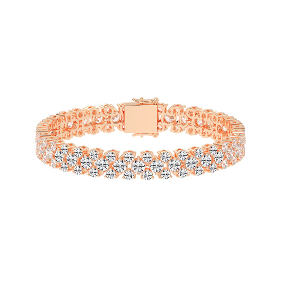 Brio Three Row Round Cut Fancy Lab Diamond Bracelet
