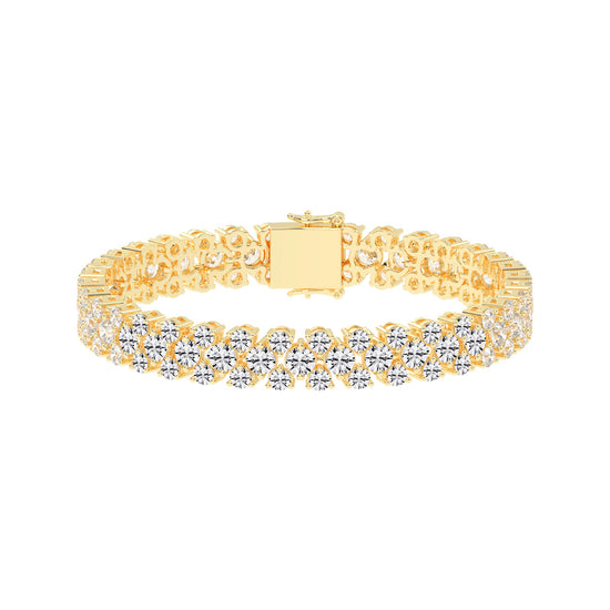 Brio Three Row Round Cut Fancy Lab Diamond Bracelet