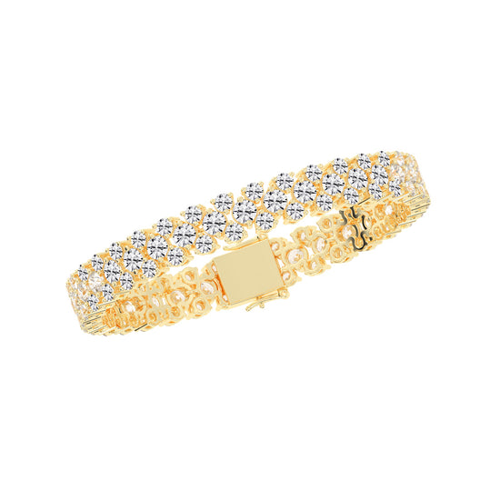 Brio Three Row Round Cut Fancy Lab Diamond Bracelet