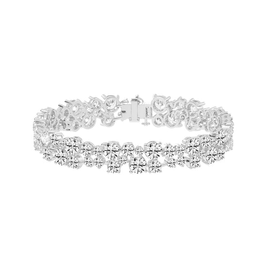 Vion Alternative Two Row Round Cut Fancy Lab Diamond Bracelet