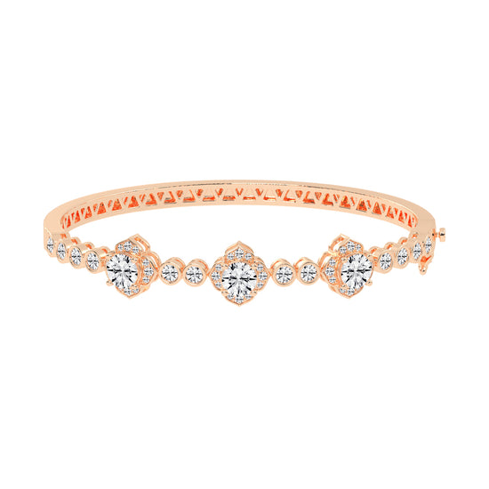Oria Floral Round Cut Kada Lab Diamond Bracelet