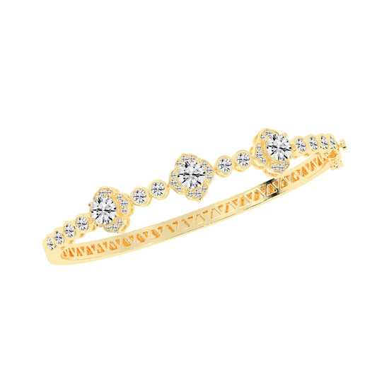Oria Floral Round Cut Kada Lab Diamond Bracelet