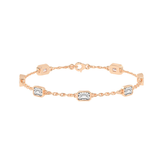 Isola Emerald Cut Link Chain Lab Diamond Bracelet