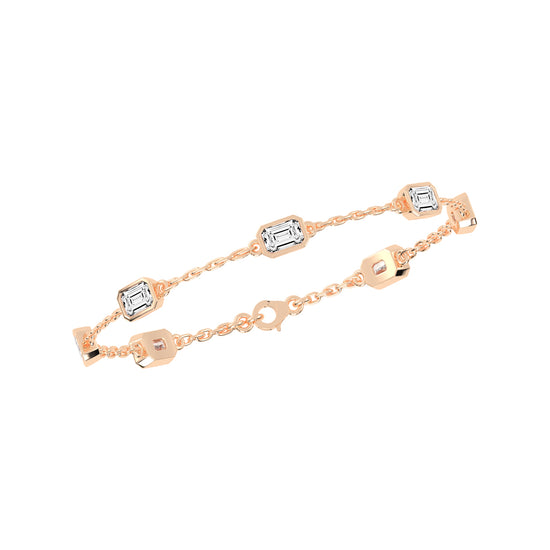 Isola Emerald Cut Link Chain Lab Diamond Bracelet