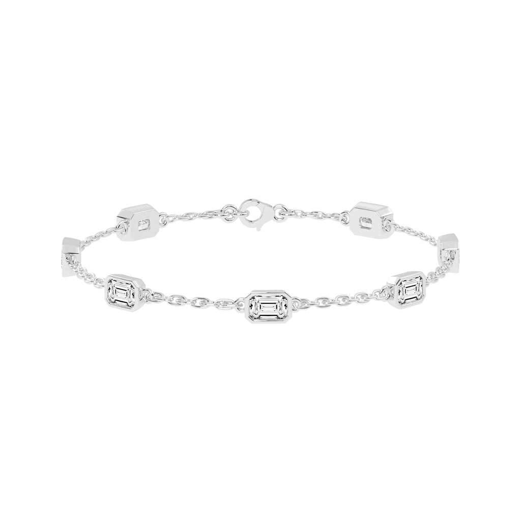 Isola Emerald Cut Link Chain Lab Diamond Bracelet