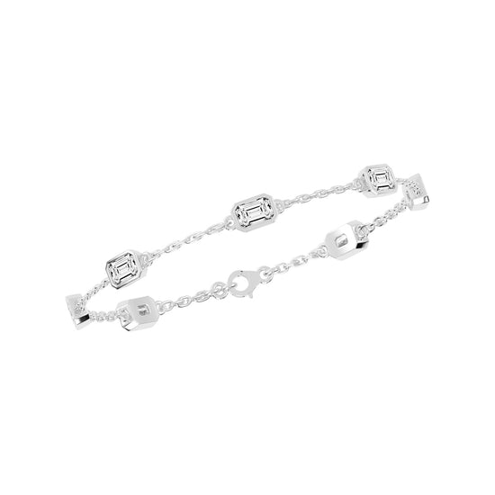Isola Emerald Cut Link Chain Lab Diamond Bracelet