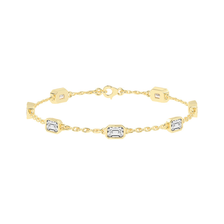 Isola Emerald Cut Link Chain Lab Diamond Bracelet