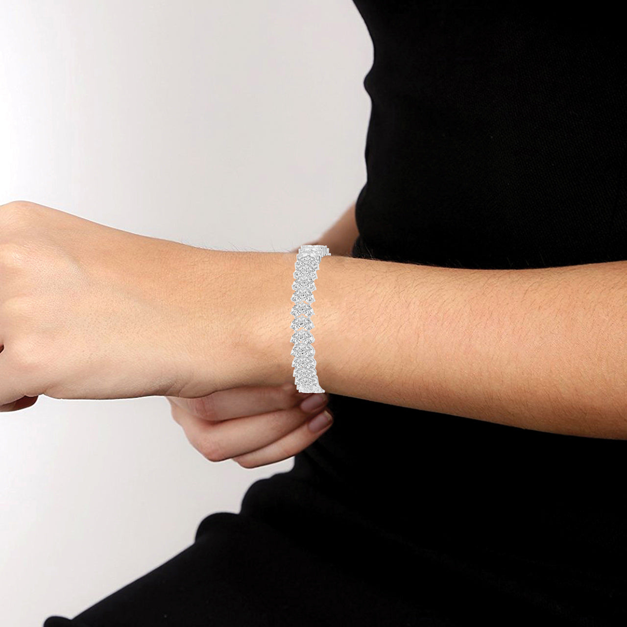 Elyse Two Row Pear Cut Fancy Lab Diamond Bracelet