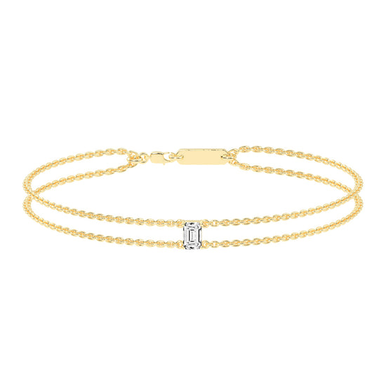 Infinity Charm Emerald Cut Delicate Lab Diamond Bracelet