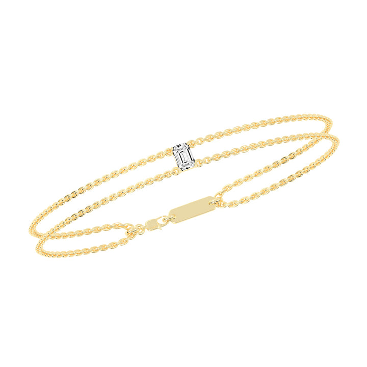 Infinity Charm Emerald Cut Delicate Lab Diamond Bracelet
