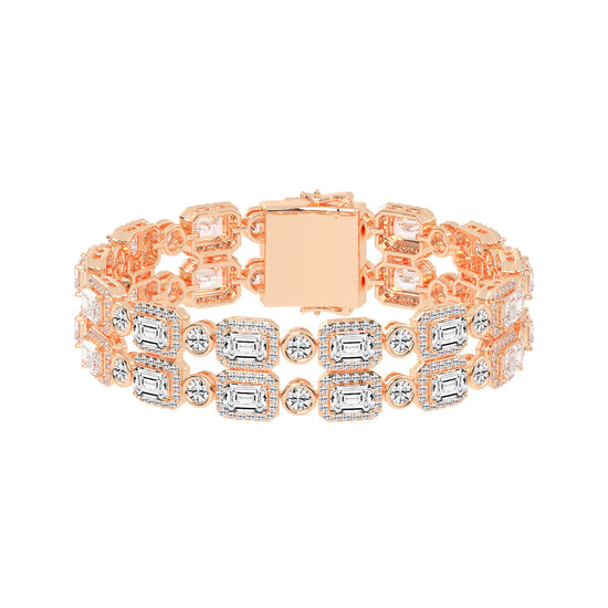 Avelis Double Emerald Cut Fancy Lab Diamond Bracelet