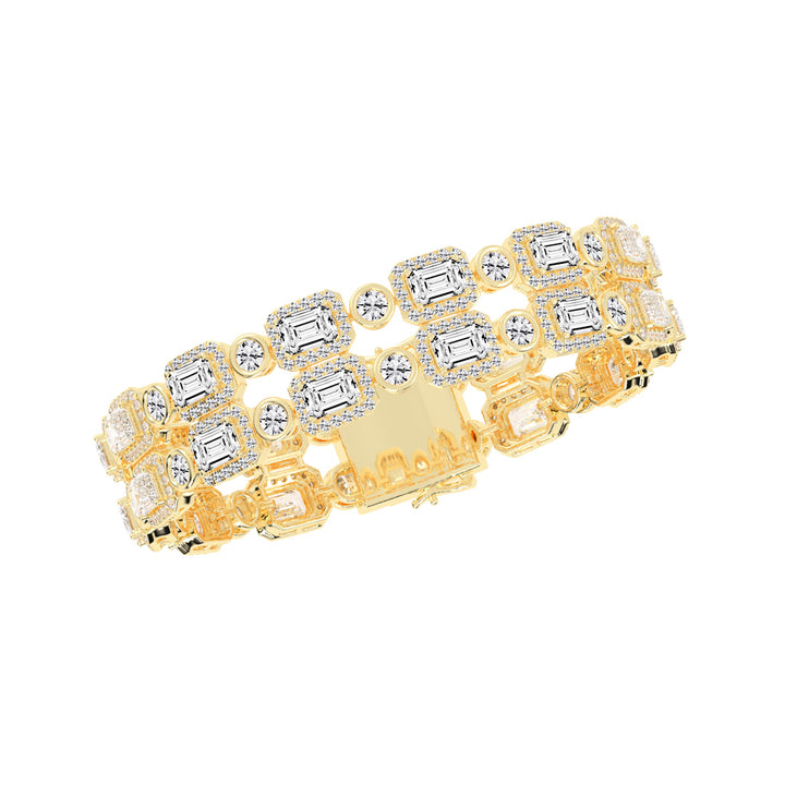 Avelis Double Emerald Cut Fancy Lab Diamond Bracelet
