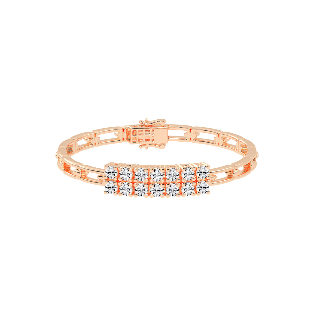 Novella Double Row Round Cut Fancy Lab Diamond Bracelet