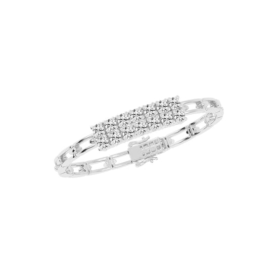 Novella Double Row Round Cut Fancy Lab Diamond Bracelet