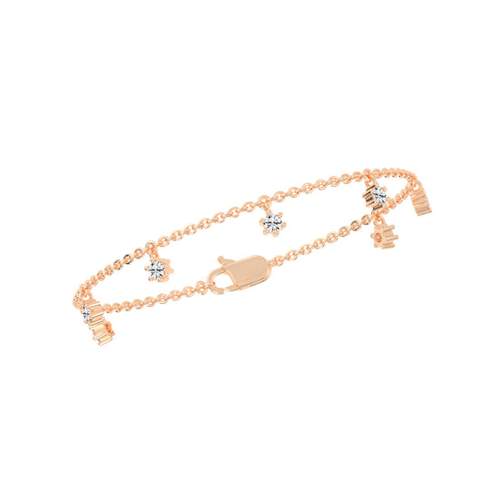 Aurora Belle  Falling Round Cut Delicate Lab Diamond Bracelet